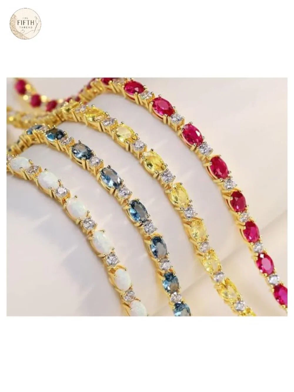 14K Gold Plated Silver Birthstone Tennis Bracelet for Women 7